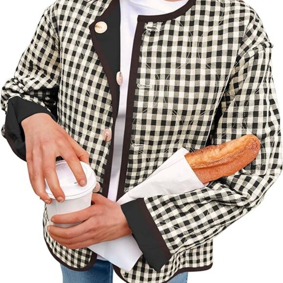 NEW! Womens Reversible Button Down Puffer Padded Coat & Plaid Quilted Jacket - Picture 5 of 6